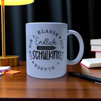 Einschulung Endlich Schulkind 1 Klasse Keramiktasse Tasse - Artikel-Nr. 1100079